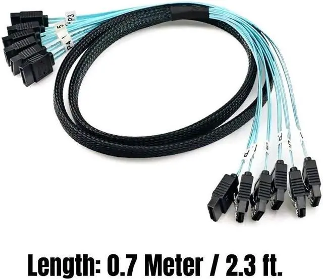 Alt view image 3 of 7 - 4 SATA3.0 0.5M/1.6ft. SATAIII Data Cable SAS Serial ATA 7Pin 6Gbps for BTC Mining, NAS, HDD Disk SSD, Optical Drive, Server Host
