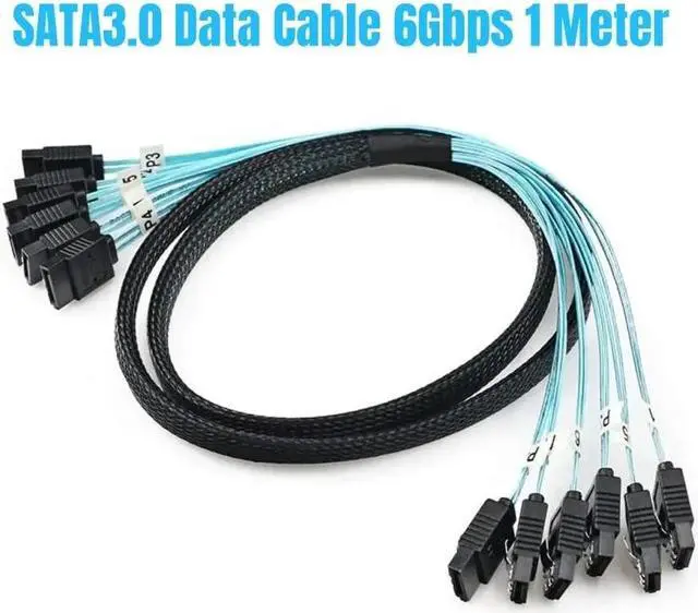 Alt view image 7 of 7 - 6 SATA3.0 SATAiii 1M/3.3FT SAS 7Pin Male Straight 6Gbps Data Cable for BTC Mining, NAS, HDD Disk SSD, Optical Drive, Server Host