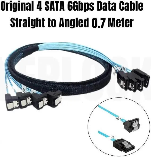 Main image of 4 SATA3.0 SATAIII SAS 7Pin 0.7Meter Straight to Angled 6Gbps Data Cable for BTC Mining, NAS, HDD SSD, Optical Drive, Server Host