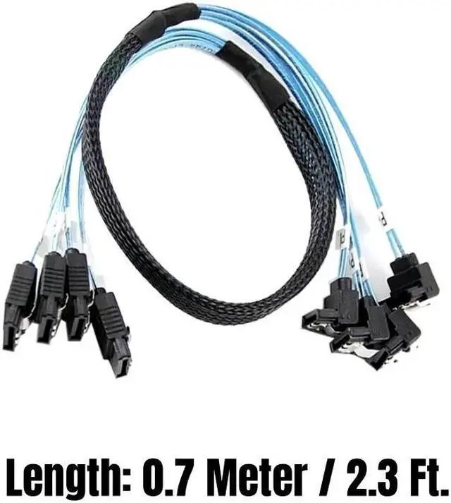 Alt view image 6 of 6 - 4 SATA3.0 SATAIII SAS 7Pin 0.7Meter Straight to Angled 6Gbps Data Cable for BTC Mining, NAS, HDD SSD, Optical Drive, Server Host