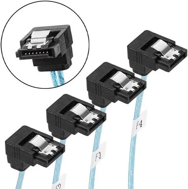 Alt view image 5 of 7 - 4 SATA3.0 1 Meter Straight to Angled SATAIII SAS 7Pin 6Gbps Data Cable for NAS, BTC Mining, HDD SSD, Optical Drive, Server Host
