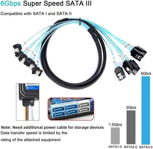 Alt view image 4 of 6 - 6PCS/Set SATA3.0 70CM Straight to Angled 6Gbps Data Cable for NAS, BTC Mining, HDD SSD, Optical CD Driver, Computer Server Host