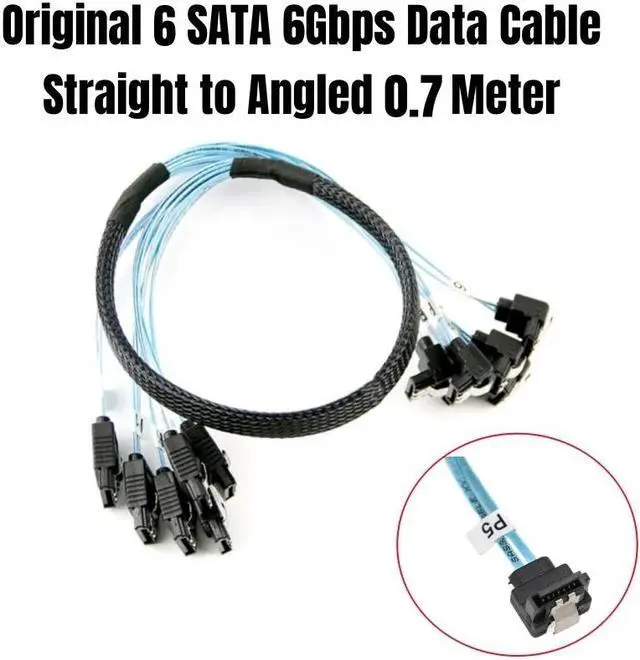 Main image of 6PCS/Set SATA3.0 70CM Straight to Angled 6Gbps Data Cable for NAS, BTC Mining, HDD SSD, Optical CD Driver, Computer Server Host