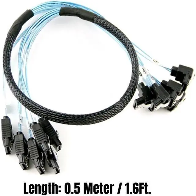 Alt view image 6 of 6 - 0.5M 6 SATA3.0 SATAIII Straight to Angled 6Gbps Data Cable for BTC Mining, NAS, HDD SSD, Optical CD Driver, Computer Server Host