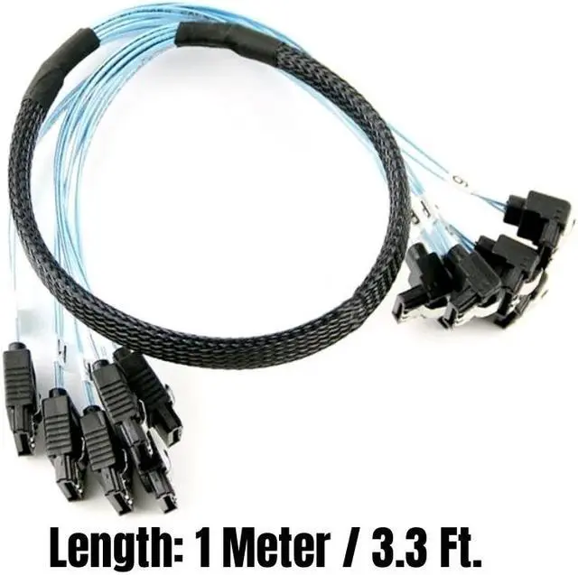 Alt view image 6 of 6 - 6 SATA3.0 SAS 7Pin Male Straight to Angled 1 Meter 6Gbps Data Cable for HDD SSD, NAS, BTC Mining, Optical CD Driver, Server Host