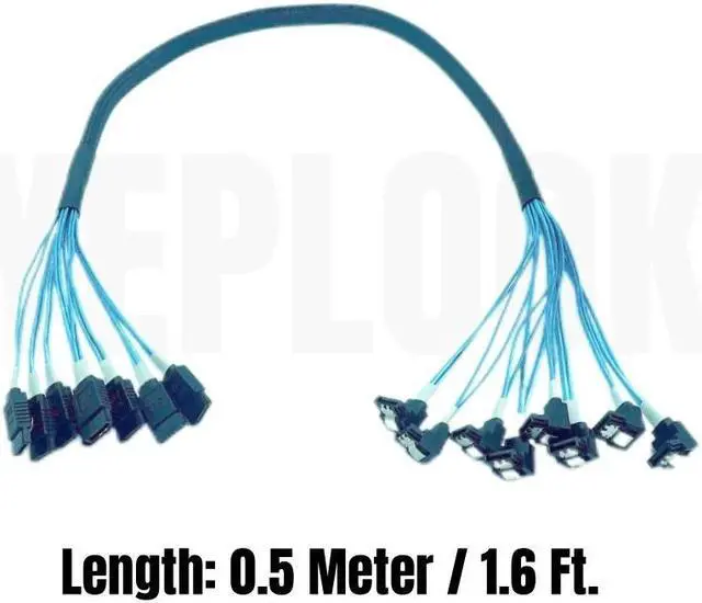 Alt view image 6 of 6 - Original 8 SATA3.0 6Gbps Data Cable 0.5M Straight to Angled for BTC Mining, NAS, HDD SSD, Optical CD Drive, Computer Server Host