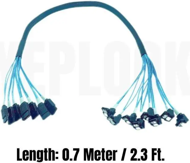 Alt view image 6 of 6 - 0.7 Meter 8 SATA3.0 Straight to Angled 6Gbps Data Cable for BTC Mining, NAS, HDD SSD, Optical CD DVD Drive, Computer Server Host