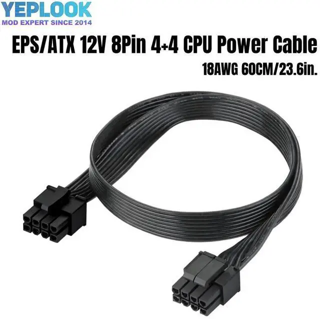 Alt view image 2 of 6 - YEPLOOK EPS/ATX12V 8Pin 4+4 CPU Power Cable Compatible with Corsair HX1200, HX1050, HX1000, HX850, HX750, HX650 Modular Powers, 18AWG Flat Wire 60CM