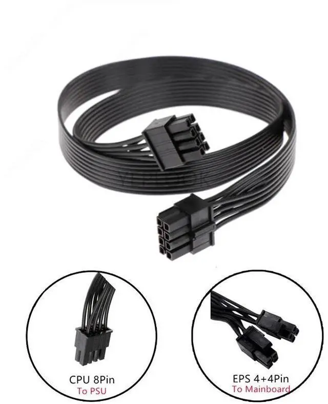 Alt view image 3 of 6 - YEPLOOK EPS/ATX12V 8Pin 4+4 CPU Power Cable Compatible with Corsair HX1200, HX1050, HX1000, HX850, HX750, HX650 Modular Powers, 18AWG Flat Wire 60CM