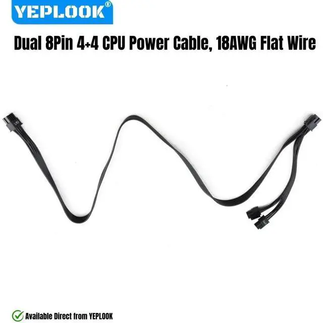 Alt view image 6 of 7 - YEPLOOK Dual 8Pin (4+4) CPU Power Cable for Corsair AX1200 1200W Gold Modular Power, 2x 8Pin EPS/ATX12V, 18AWG Tinned Copper Flat Cable 60+20 CM / 1.97+0.66ft. / 23.62+7.87inch.