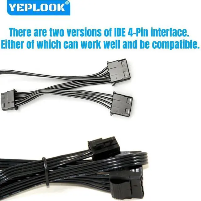 Alt view image 6 of 7 - YEPLOOK 6Pin to 3x IDE 4Pin Straight for Corsair AX1200 Gold, PATA PERIF Peripheral Power Cable for Corsair Professional AX1200 GOLD Modular Power PSU, 50+15+15 CM 18AWG Tinned Copper Wire