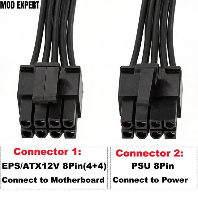 Alt view image 3 of 7 - YEPLOOK Dual 8Pin (4+4) CPU Power Cable for Corsair AX1200 1200W Gold Modular Power, 2x 8Pin EPS/ATX12V, 18AWG Tinned Copper Flat Cable 60+20 CM / 1.97+0.66ft. / 23.62+7.87inch.
