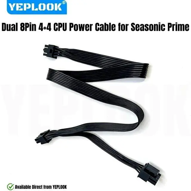 Alt view image 2 of 6 - YEPLOOK Dual 4+4 EPS12V/ATX12V CPU Power Cable for Seasonic PRIME Titanium/Platinum/Gold/SNOWSILENT 1300W, 1000W, 850W, 750W, 650W, 550W