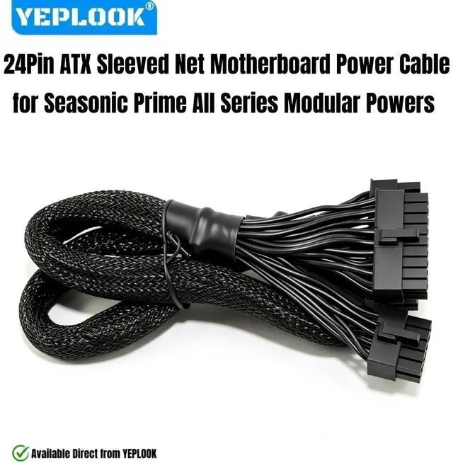 Main image of YEPLOOK M/B Motherboard Power Cable 24Pin ATX for Seasonic PRIME Titanium/Platinum/Gold/SNOWSILENT 1300W, 1000W, 850W, 750W, 650W, 550W