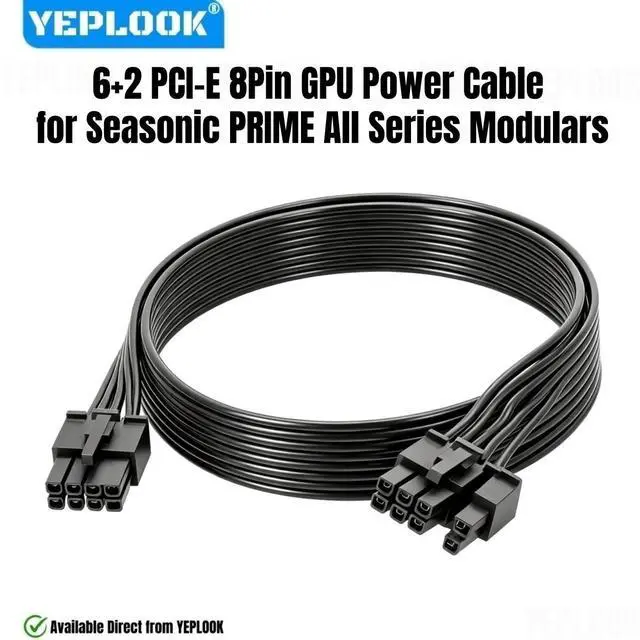 Main image of YEPLOOK Single 8PIN 6+2 PCI-E GPU Power Cable for Seasonic PRIME 1300W, 1000W, 850W, 750W, 650W, 550W Titanium/Platinum/Gold/SnowSilent
