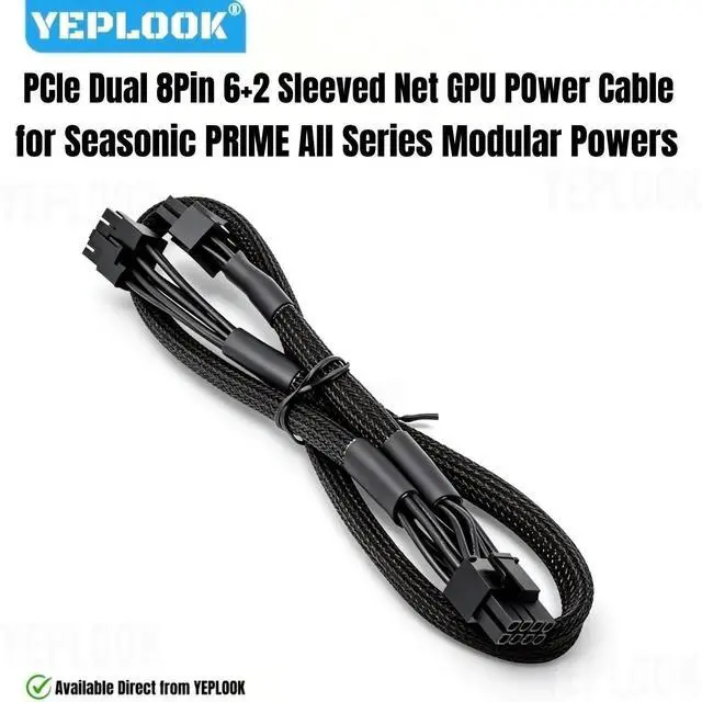 Main image of YEPLOOK PCIe 2x 8Pin 6+2 Sleeved Net GPU Power Cable for Seasonic PRIME Titanium/Platinum/Gold/SNOWSILENT 1300W, 1000W, 850W, 750W, 650W