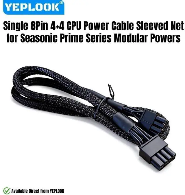 Main image of YEPLOOK CPU Power Cable Sleeved Net for Seasonic PRIME 1300W, 1000W, 850W, 750W, 650W, 550W Titanium, Platinum, Gold, SNOWSILENT Modular
