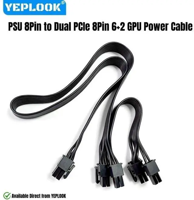 Main image of PSU 8Pin to Dual PCI-e 8Pin 6+2 GPU Power Cable for Seasonic FOCUS 1300W, 1000W, 850W, 750W, 650W, 550W Platinum & Gold Modulars