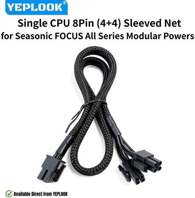 Main image of CPU Power Cable EPS12V/ATX12V 8Pin Sleeved Net for Seasonic FOCUS All Series 1300W, 1000W, 850W, 750W, 650W, 550W Modular Powers
