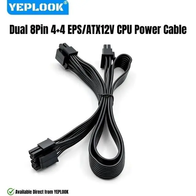 Alt view image 2 of 6 - Dual 8Pin 4+4 EPS/ATX12V CPU Power Cable for Seasonic FOCUS Gold & Platinum 1300W, 1000W, 850W, 750W, 650W, 550W Modular Powers