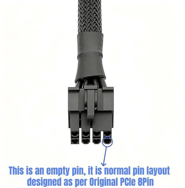Alt view image 4 of 6 - YEPLOOK GPU Power Cable 6+2 PCI-e Single 8Pin Braided Net for Seasonic CORE GC/GM/GX 650W, 550W, 500W Series Modular Powers, 18AWG 60 CM