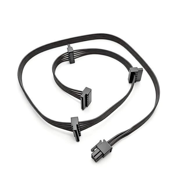 Alt view image 2 of 6 - YEPLOOK 6Pin to 4x SATA Right Angle Power Cable for Seasonic CORE 650W, 550W, 500W GC/GM/GX Series Modular Power, 18AWG 50+15+15+15 CM