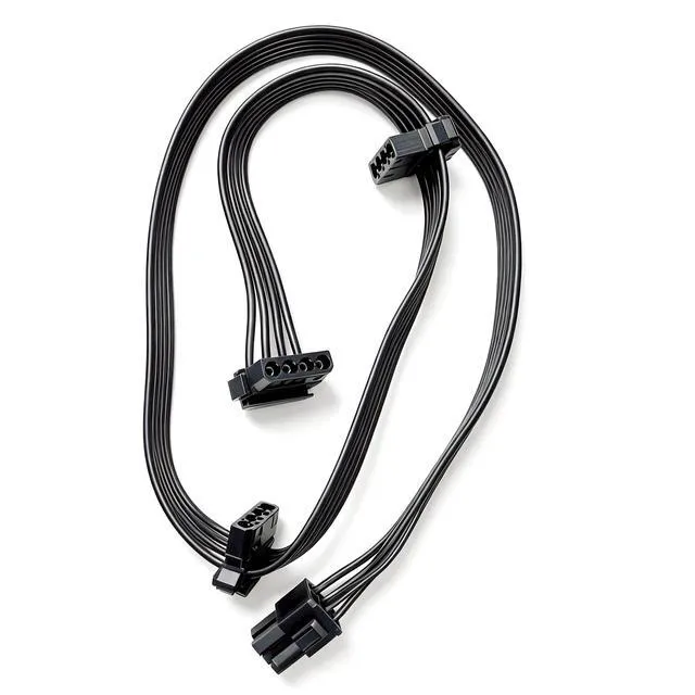 Alt view image 4 of 6 - YEPLOOK 6Pin to 3x Molex IDE 4Pin Angled Perif Power Cable for Seasonic CORE 650W, 550W, 500W GC/GX/GM Series Modular Powers, 50+15+15CM