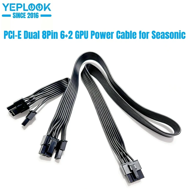 Main image of YEPLOOK PCIe 2x 8Pin GPU Power Cable for Seasonic VERTEX GX-1200, GX1000, GX-850, GX-750, PX-1200, PX-1000, PX-850, PX-750 Modular Power