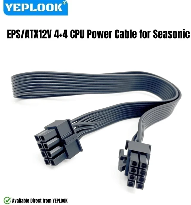 Main image of YEPLOOK CPU 8Pin 4+4 EPS/ATX12V Power Cable for Seasonic VERTEX PX-1200/PX-1000/ PX-850/PX-750, GX-1200/GX-1000/GX-850/GX-750 Modulars
