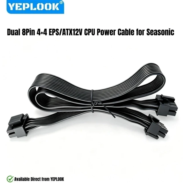 Main image of YEPLOOK Dual 8Pin (4+4) EPS/ATX12V CPU Power Cable for Seasonic VERTEX PX-1200/PX-1000/PX-850/PX-750, GX-1200/GX1000/GX-850/GX-750 Power
