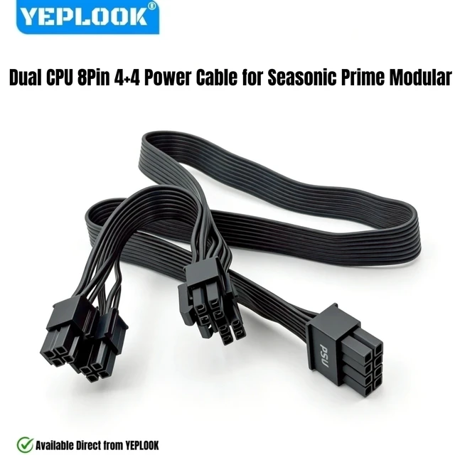 Alt view image 2 of 6 - YEPLOOK Dual 8Pin (4+4) EPS/ATX12V CPU Power Cable for Seasonic VERTEX PX-1200/PX-1000/PX-850/PX-750, GX-1200/GX1000/GX-850/GX-750 Power