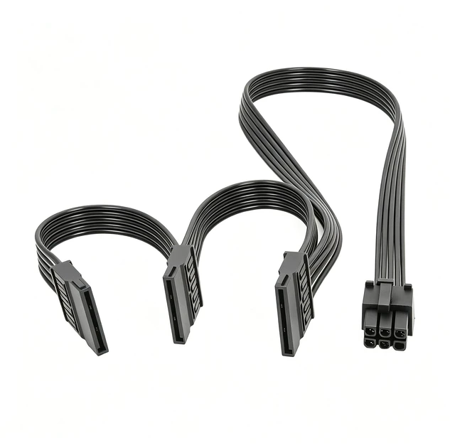 Alt view image 5 of 6 - YEPLOOK 6-Pin to 3x SATA Straight Power Cable for Seasonic VERTEX PX-1200/PX-1000/PX-850/PX-750, GX-1200/GX1000/GX-850/GX-750 Modulars