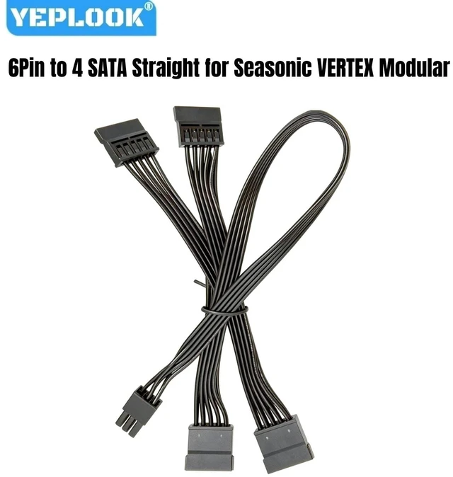 Main image of YEPLOOK 6Pin to 4 SATA Power Cable for Seasonic VERTEX VERTEX GX-1200/GX1000/GX-850/GX-750, PX-1200/PX-1000/PX-850/PX-750 Modular Powers