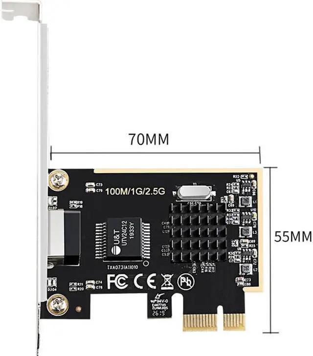 Alt view image 4 of 4 - Game PCIe Card 2500Mbps 2.5G Single RJ45 Gigabit Network Card 10/100/1000Mbps RTL8125 Chipset Network Adapter LAN Card