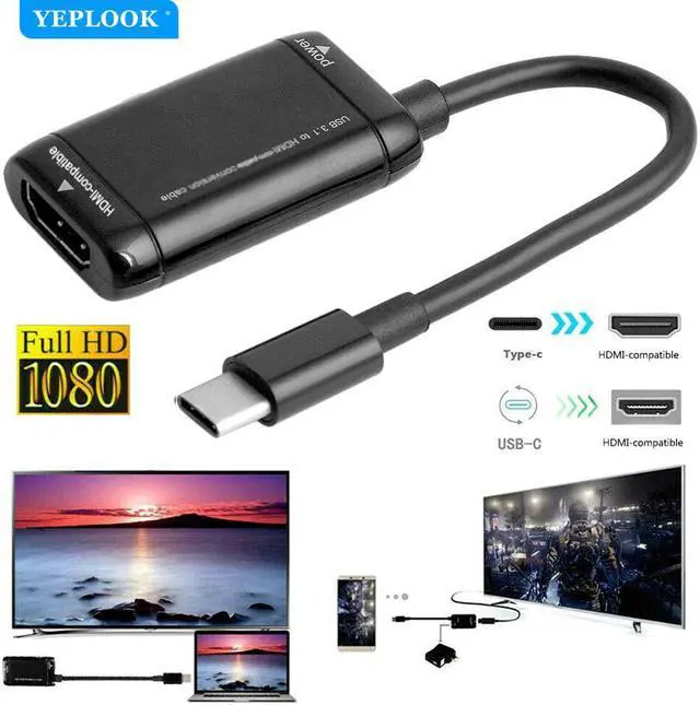 Main image of Type C Male to HDMI Female Video Cable with Power Port For Converting MHL Android Mobile Phone Tablet to TV Monitor Projector