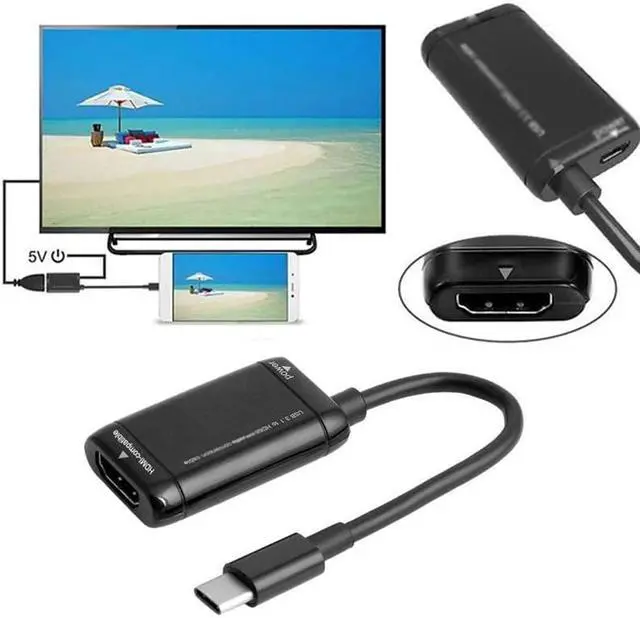 Alt view image 4 of 5 - Type C Male to HDMI Female Video Cable with Power Port For Converting MHL Android Mobile Phone Tablet to TV Monitor Projector