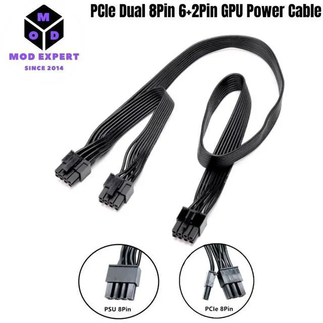 Main image of YEPLOOK PCIe Dual 8Pin 6+2Pin GPU Power Cable for Corsair RM1000x, RM850x, RM750x, RM650x GOLD RM-x TYPE 4 Modular Power, 60+20 CM 18AWG