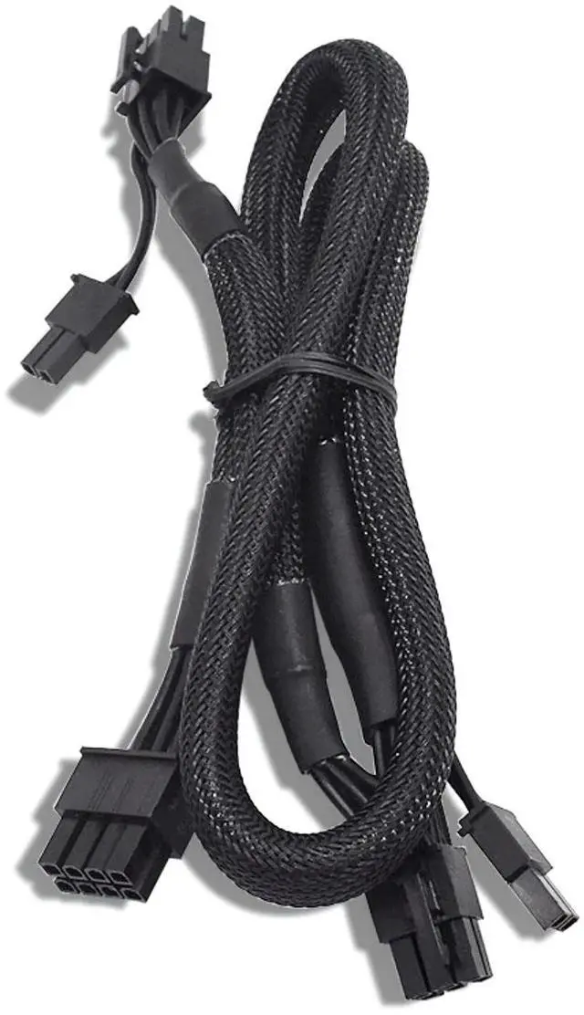 Alt view image 2 of 7 - YEPLOOK PCIe Dual 8-Pin 6+2Pin Sleeved Net 60+20CM, GPU Power Cable for Corsair AX1600i, AX1500i, AX1200i, AX860i, AX760i Modular Power