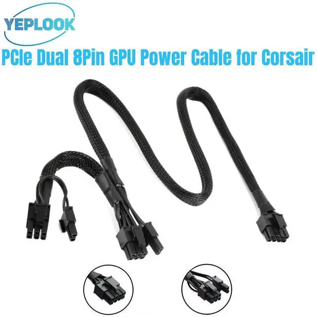 Main image of YEPLOOK GPU Power Cable PCI-e Dual 8Pin 6+2 for Corsair CS850M, CS750M, CS650M, CS550M, CS450M Gold Type 3 Modulars, Sleeved Net 60+20CM