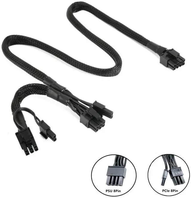 Alt view image 2 of 7 - YEPLOOK 8Pin to PCIe Dual 8Pin 6+2Pin Sleeved Net 18AWG, GPU Power Cable for Corsair RM850 RM750 RM650 Gold (2021) Type 4 Modular Power