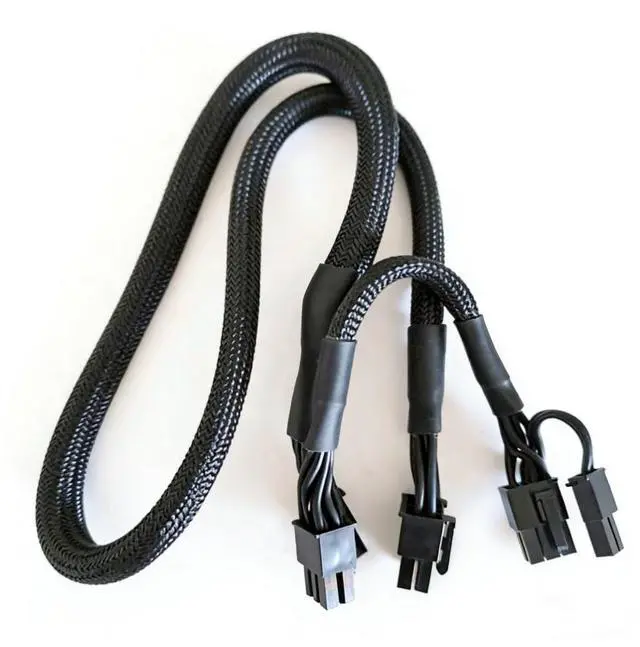 Alt view image 5 of 7 - YEPLOOK PCIe Dual 8Pin 6+2Pin Sleeved Net 60+20CM, GPU Power Cable for Corsair RM1200e, RM1000e, RM850e, RM750e RMe Type 4 Modular Power