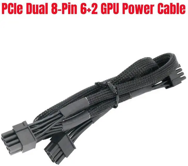 Alt view image 4 of 7 - YEPLOOK PCIe Dual 8Pin 6+2Pin Sleeved Net 60+20CM, GPU Power Cable for Corsair RM1200e, RM1000e, RM850e, RM750e RMe Type 4 Modular Power