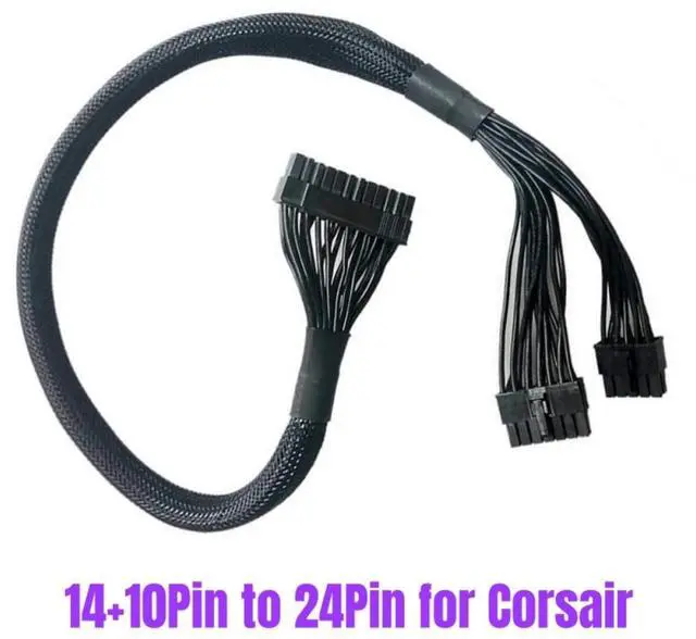 Alt view image 5 of 6 - YEPLOOK 14+10Pin to 20+4Pin 24Pin ATX Main Motherboard Power Cable for CORSAIR HX750i, HX850i, HX1000i, HX1200i HXi Type 3 Modular Power Supply Unit PSU, 18AWG 60CM