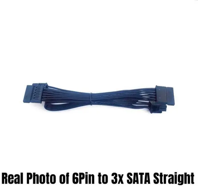 Alt view image 6 of 7 - YEPLOOK 6Pin to 3 SATA Straight, SSD HDD Hard Disk Drive Power Cable for Corsair AX1600i Type 4 Modular Power Supply, 50+15+15 CM 18AWG