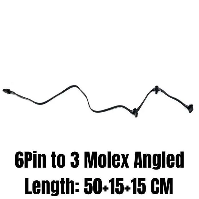 Alt view image 5 of 6 - YEPLOOK 6Pin to 3 Molex Right Angle IDE 4Pin PATA Perif Power Cable for Corsair Type 3&Type 4 RMx, RMi, RMe, HX, CSM, CXM Modular Power