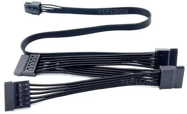 Alt view image 7 of 7 - YEPLOOK 6Pin to 4x SATA Straight, HDD SSD Power Cable for Seasonic X-Series X-1250, X-1050, X-850, X-750, X-650 GOLD Modular Power
