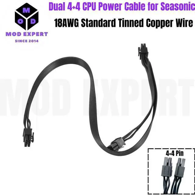 Alt view image 5 of 7 - YEPLOOK EPS/ATX12V PSU 8Pin to Dual 8pin 4+4Pin CPU Power Cable for Seasonic PRIME, FOCUS, CORE, M12II EVO, SnowSilent Series Modular Power