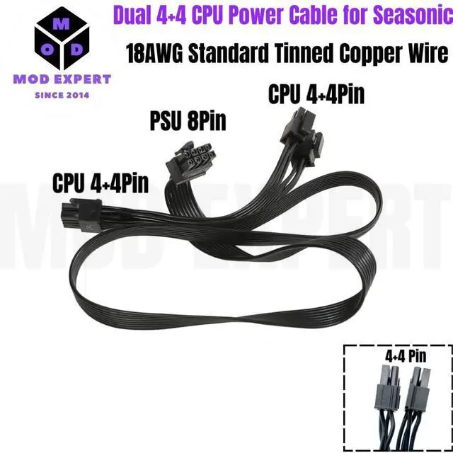 Alt view image 6 of 7 - YEPLOOK EPS/ATX12V PSU 8Pin to Dual 8pin 4+4Pin CPU Power Cable for Seasonic PRIME, FOCUS, CORE, M12II EVO, SnowSilent Series Modular Power