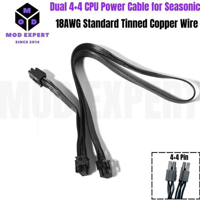 Alt view image 4 of 7 - YEPLOOK EPS/ATX12V PSU 8Pin to Dual 8pin 4+4Pin CPU Power Cable for Seasonic PRIME, FOCUS, CORE, M12II EVO, SnowSilent Series Modular Power