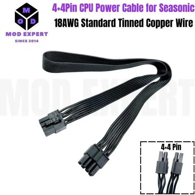 Alt view image 5 of 5 - YEPLOOK CPU Power Cable PSU 8Pin to 4+4Pin for Seasonic PRIME TX-1600, TX-1300, TX-1000, TX-850, TX-750, TX-650 Ultra Titanium Modular Power, 18AWG Flat Cable 60CM